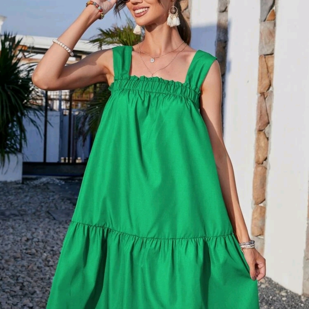 Ruffle Hem Knot Detail Frill Trim Dress - Brand New